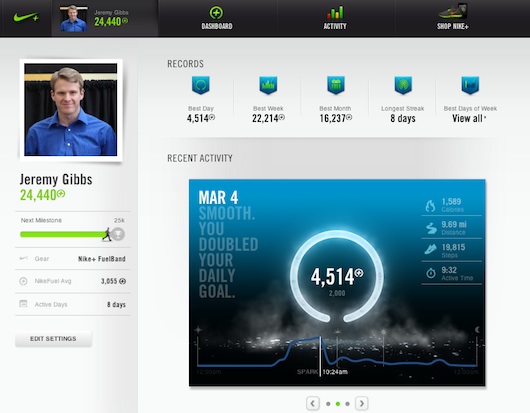 nike fuelband web screen shot